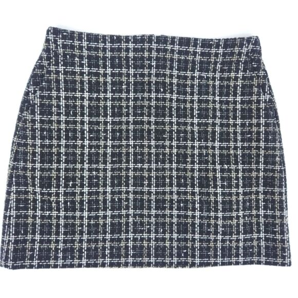 LOFT Shimmer Tweed Mini Skirt Women Size 8 Metallic Holiday Party Retro Glam