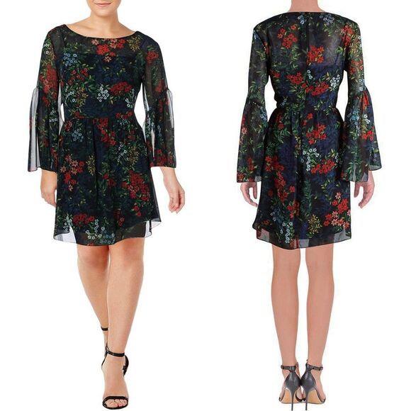 Lauren Ralph Lauren Women’s Blue Floral Georgette Dress Size 6
