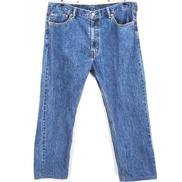 Levis 505 Jeans Mens 42×30 Medium Blue Wash Straight Leg Denim