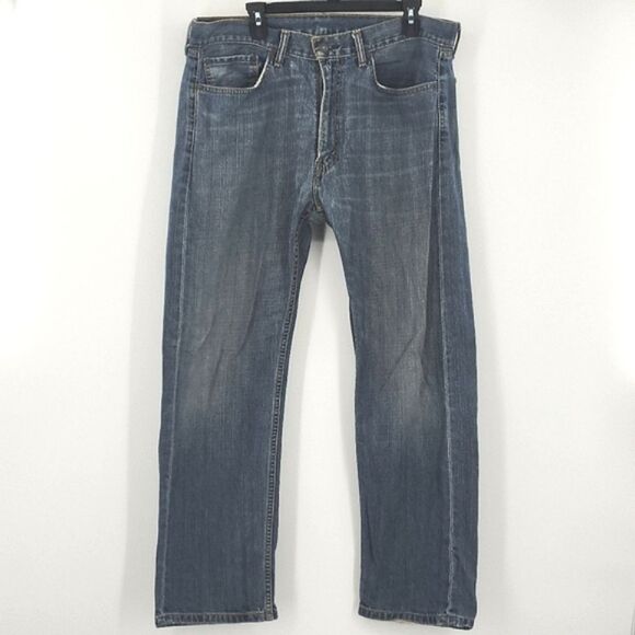Levi’s 505 Jeans Mens Size 36×30 Blue Denim Distressed Biker Casual Everyday
