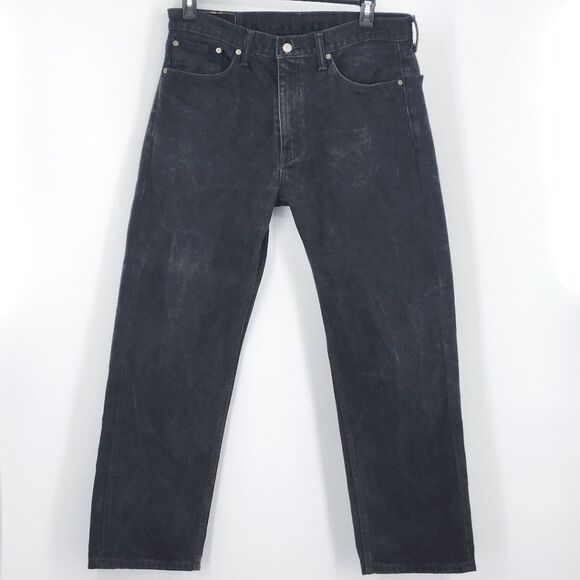 Levi’s 505 Jeans Mens Size 36×30 Faded Black Distressed Biker Casual Everyday