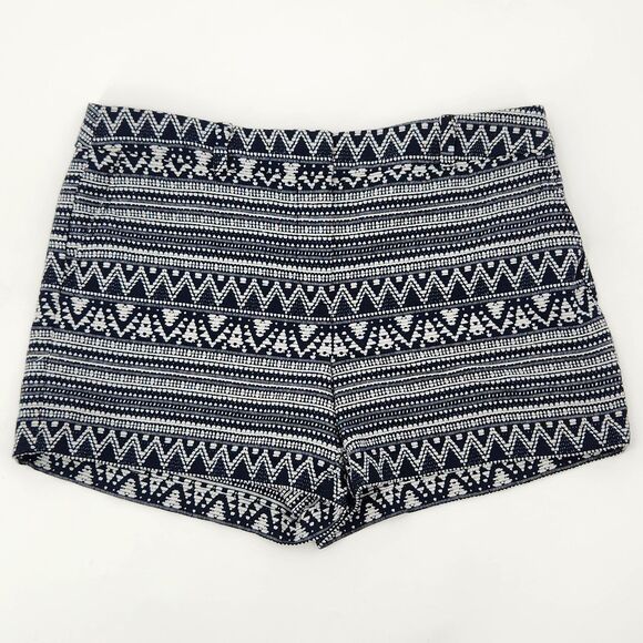 Loft  Jacquard Shorts Womens Size 12 Blue Geometric Travel Vacation Resortwear