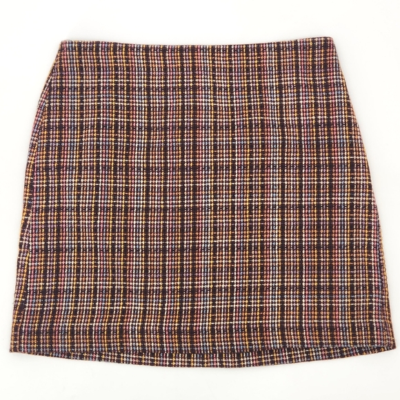 Loft Plaid Tweed Skirt Size 10 Colorful Office Work Career Academia Professional