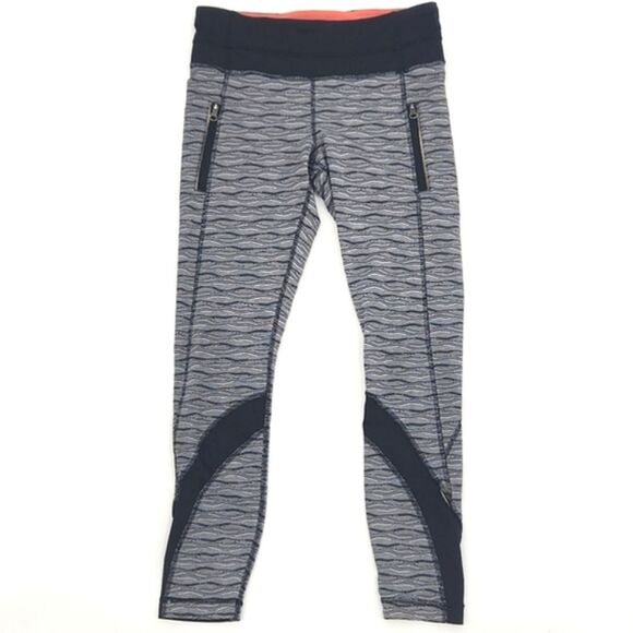 Lululemon Athletica Inspire Tight II Leggings Textured Wave Black Silver Spoon 6