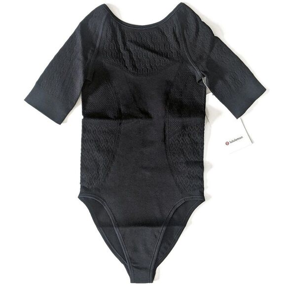 Lululemon Athletica Women’s Reveal Mesh Detail Bodysuit Mindful Motion Black 2