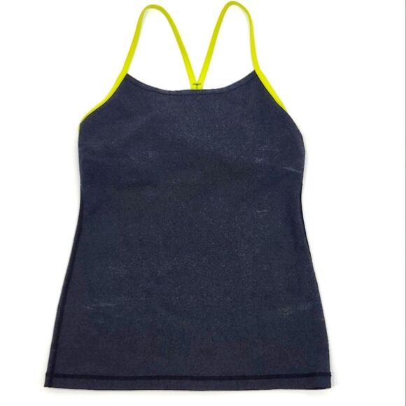 Lululemon Power Y Tank Top Shirt Built-Support No Padding 8 Black Green