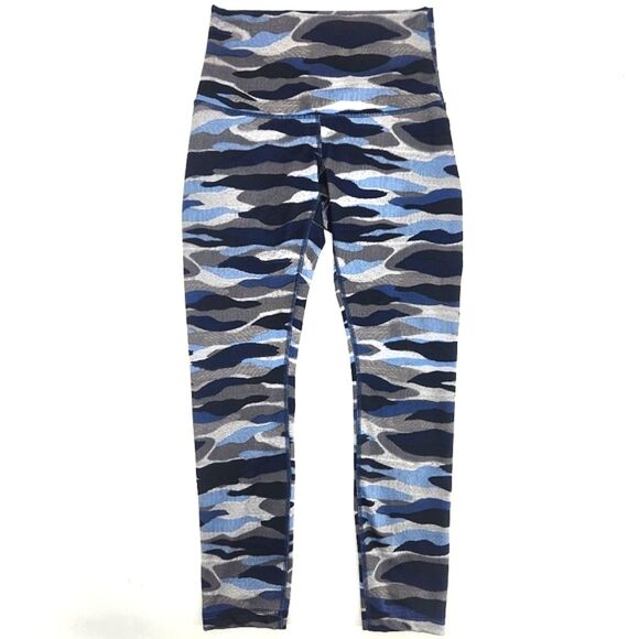 Lululemon Wunder Under Crop Hi-Rise Luon Leggings Womens 6 Camo Navy Athleisure