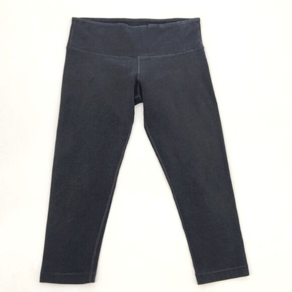 Lululemon Wunder Under Faded Black Athleisure Crop Leggings Stretch Pants Size 6