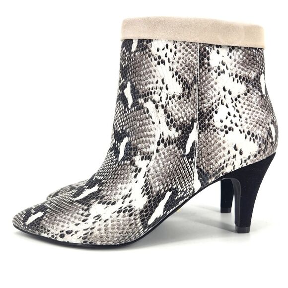 New 42 Gold Ojai Cuff Ankle Boots Snakeskin Print Leather Booties Women Size 7.5
