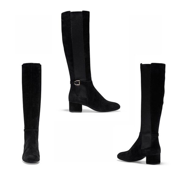 New Cole Haan Women’s Avani Stretch Suede Leather Boots Size 5B Black