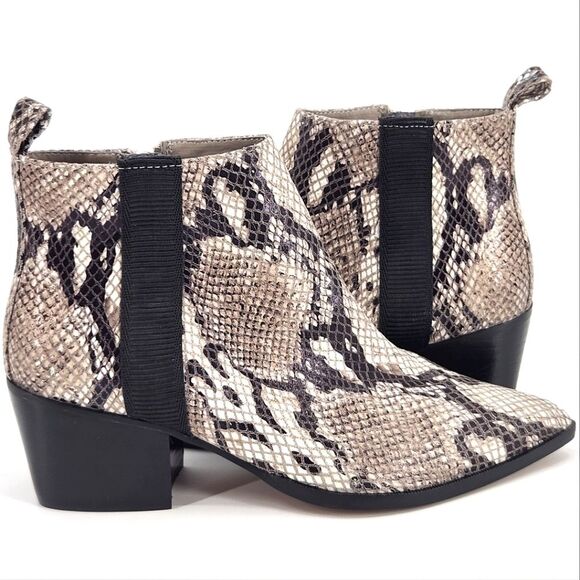 New Linea Paolo Sevilla II Booties Snakeskin Leather Ankle Boots Womens 5