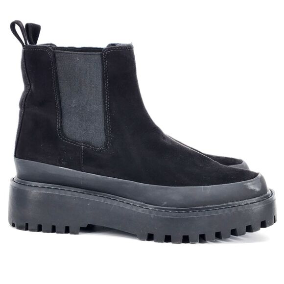 New Nordstrom Rack Bellamy Water Resistant Black Lug Sole Chelsea Boots Womens 7