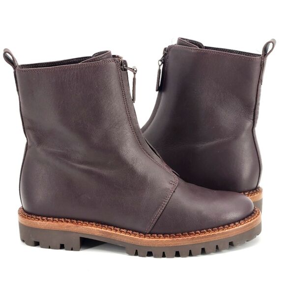 New Vince Cabria Front Zip Combat Boots Booties Water Resistant Size 5 Brown