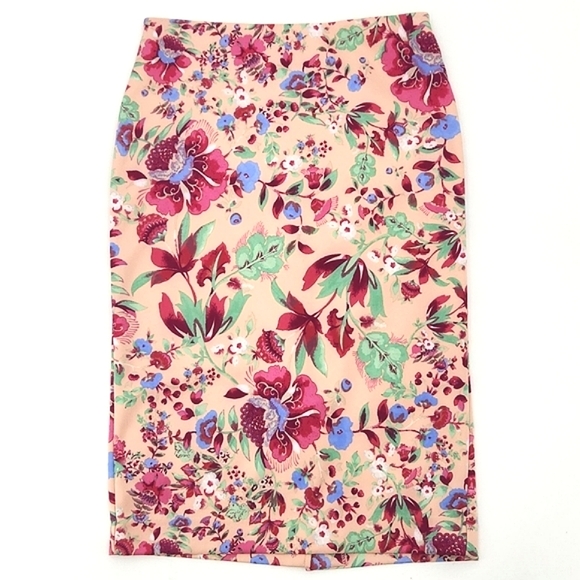New York & Company Wiggle Pencil Skirt Medium Stretch Pink Floral Feminine Work