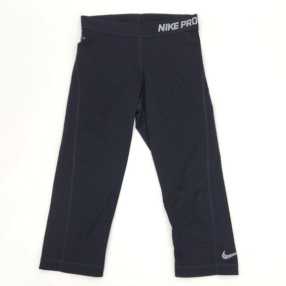 Nike Pro Womens Small Compression Dri Fit Athletic Pants Leggings Black White