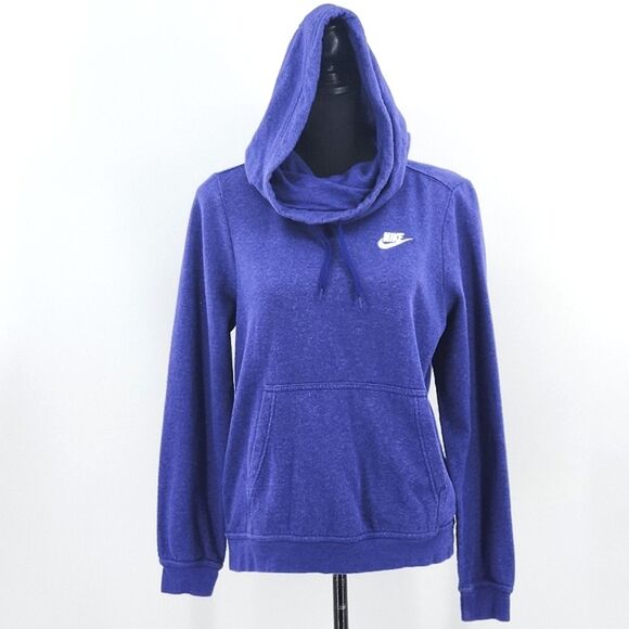 Nike Sportswear Funnel Neck Fleece Pullover Hoodie Womens Size Small Purple Blue