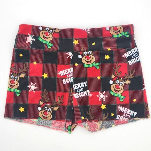 No Boundaries Cut Off Flannel Shorts Junior Womens Size XL Red Plaid Christmas