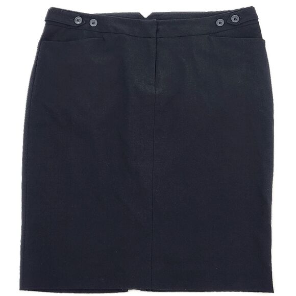 Norma Kamali Black A-line Button Tab Pleated Back Slit Mini Skirt Womens Size 12