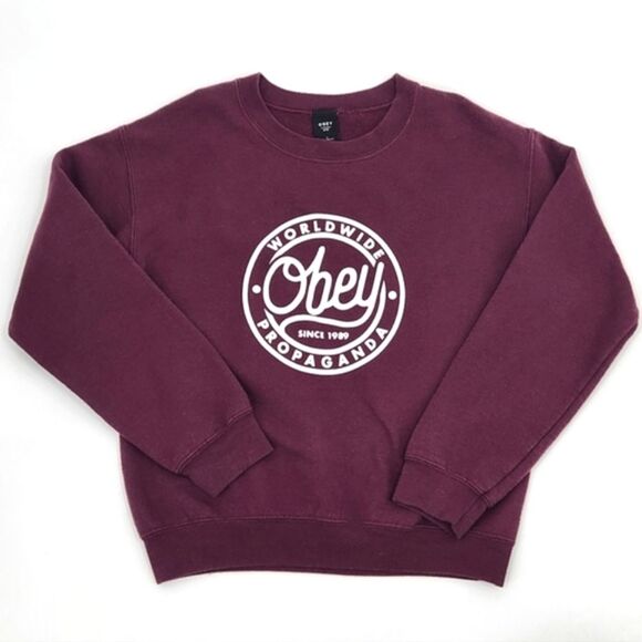 OBEY Worldwide Propaganda Since 1989 Sweatshirt Burgundy Red Women’s Size Small