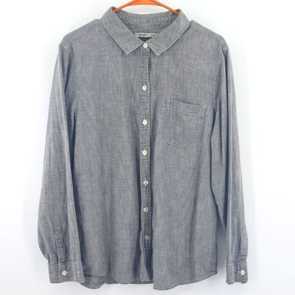 Old Navy Chambray Shirt Mens Size XL Gray Button Down Casual Normcore Everyday