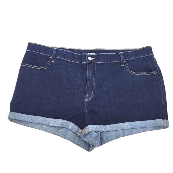 Old Navy Midrise Jean Shorts Womens Size  22 Blue Denim Cuffed Basic Travel Norm