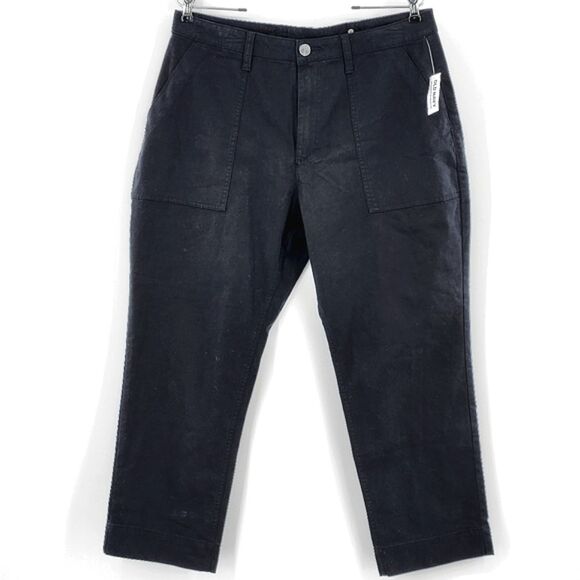 Old Navy Sky High Straight Leg Chino Pants Size 12P Petite Black Everyday Basic