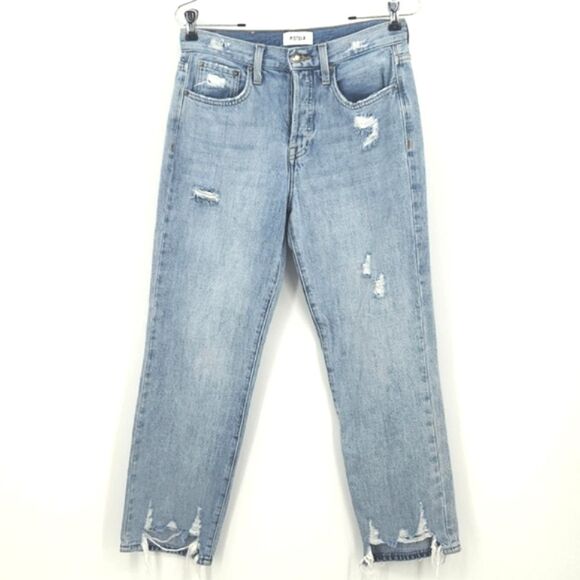 Pistola Jeans Women Size 26 Charlie High Rise Distressed Straight Leg Button Fly