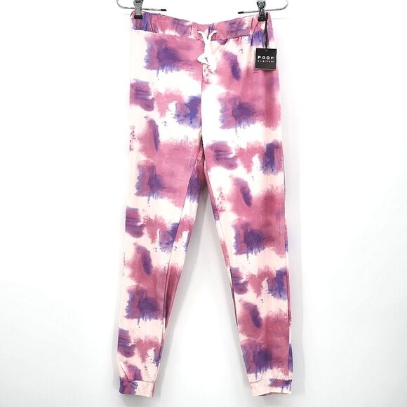 Poof Stretch Jogger Pants Tie Dye Print Pink & Purple Womens Size Small