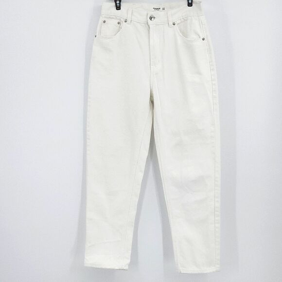 Pull&Bear High Waisted Jeans Womens Size 6 White Straight Leg Denim