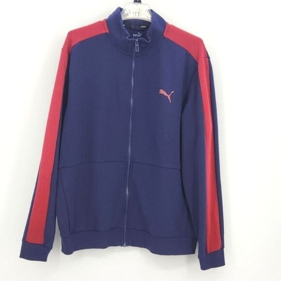 Puma Drycell Athletic Full Zip Track Jacket Mens Size XL Navy Retro Sportswear