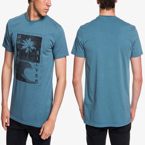 Quiksilver Men’s Destroyed Reality Cotton Crewneck Graphic Soft Tee Blue Small