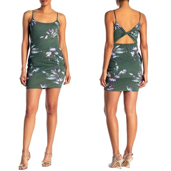 Rachel Roy Women’s Lourdes Tropical Floral Twist Back Mini Dress Size Large
