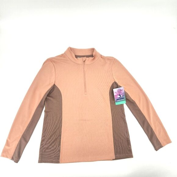 Reel Legends Shirt Top Size Large Womens Brown Colorblock Long Sleeve UPF 40