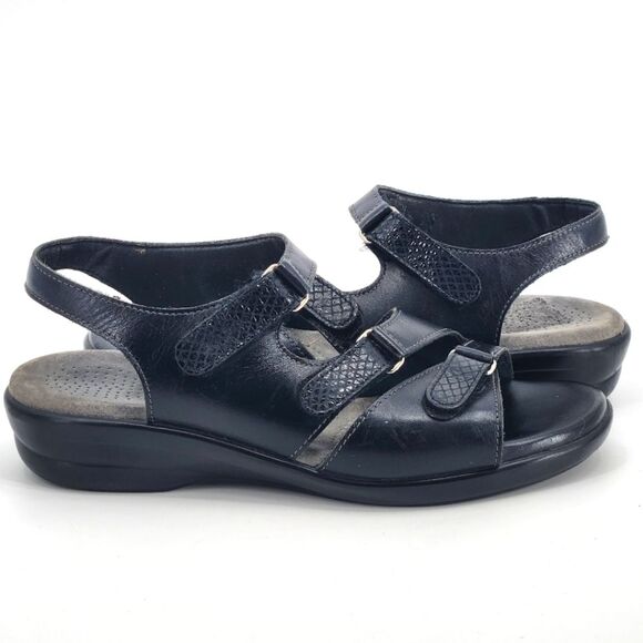 SAS Tabby Slingback Sandals Womens Size 7.5N Black Leather Tripad Comfort Granny