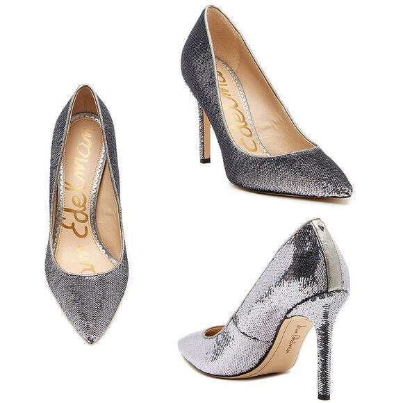 Sam Edelman Women’s Hazel Pointy Toe Metallic Sequin Pumps Shoes Size 10