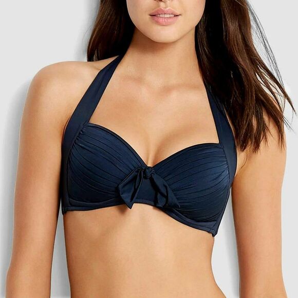 Seafolly Women’s Soft Cup Halter Bikini Top Size  4 Indigo Blue