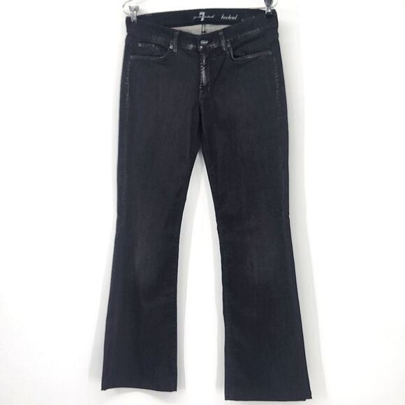 Seven 7 For All Mankind Jeans Size 28 Black Bootcut MidRise Crystal Embellished