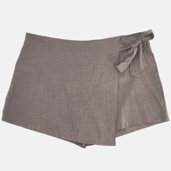 Shein Wrap Front Lightweight Cotton Shorts Skort Womens Plus Size 4XL Brown