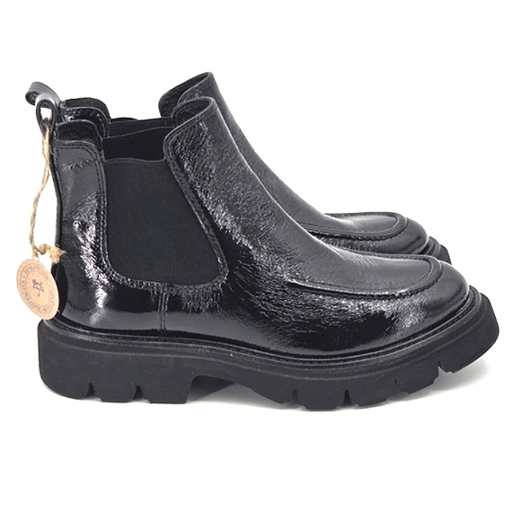 Sofft Samira Chelsea Boots Booties Womens Size 6 Black Crinkle Patent Leather