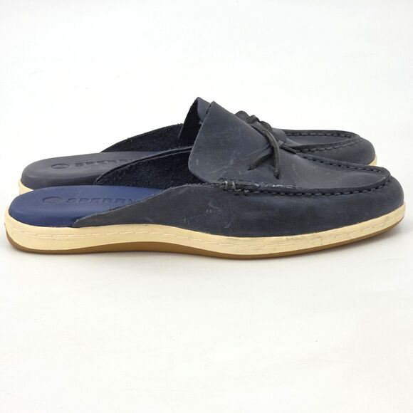 Sperry  Mulefish Boat Shoes Womens Size 6 Blue Distressed Leather Nautical Prep