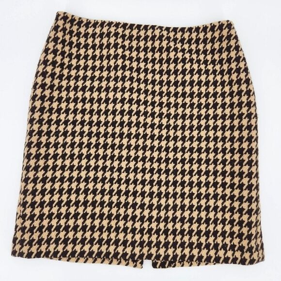 Talbots Petites Skirt Womens Size 8P Houndstooth Blend Academia Twee Preppy Fall