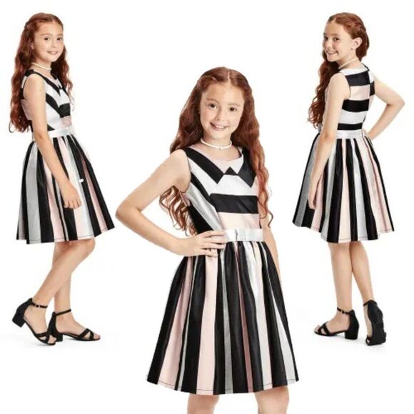 The Childrens Place Sleeveless Metallic Colorblock Jacquard Dress Black Girls 12