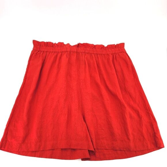 The Drop Priya Linen Shorts Womens Plus Size 4X Red Summer Vacation Travel Vacay