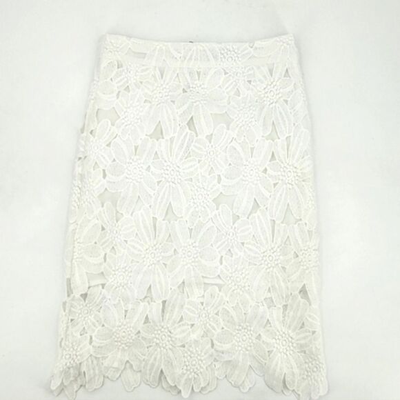 Tobi Lace Skirt Womens Size Small White Floral Cutout Scalloped Easter Church