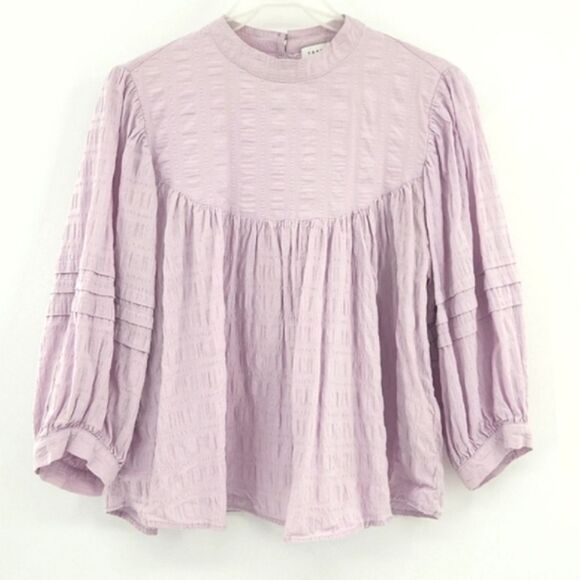 Topshop Chuck On Blouse Womens Size 8 Lilac Purple Textured Cottagecore Peasant