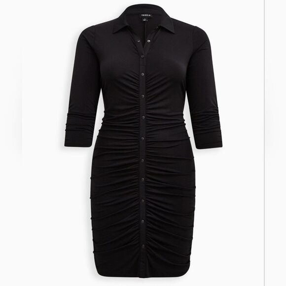 Torrid The Knee Studio Knit Shirred Shirtdress Womens Plus Size 3X Witchy Goth