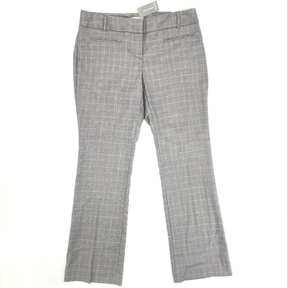 Van Heusen Modern Fit Gray Plaid Print Pants Slight Boot Leg Womens Size 4 Short