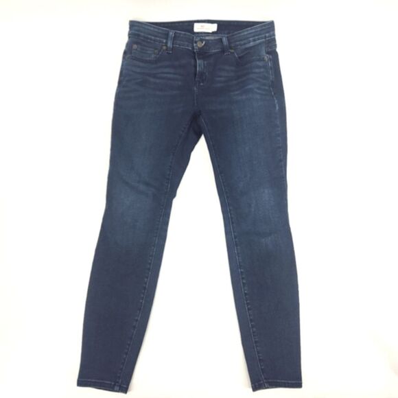 Vineyard Vines Mid Rise Dark Blue Wash Whiskered Skinny Denim Jeans Women Size 8