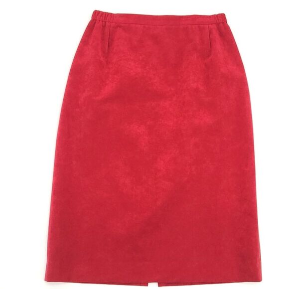 Vintage Lilli Ann Collection Pencil Skirt Faux Suede Leather Knee Length 80s 70s