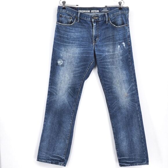 Vintage Old Navy Famous Jeans Slim Straight Mens 33×32 Premium Denim Medium Blue